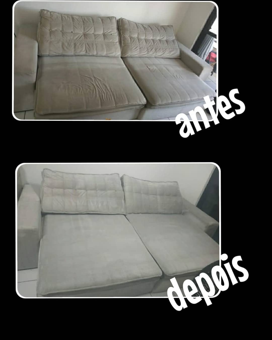 Sofá em L bege claro depois da limpeza
